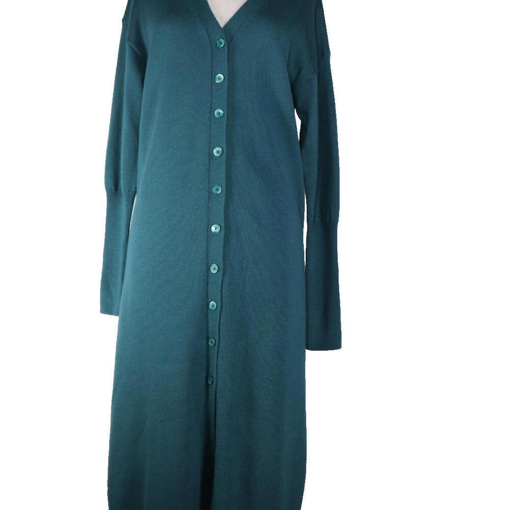 Wilfred Women’s X Small Teal Sweater Dress Long Sleeve Line Cardigan Marino Wool - Picture 3 of 12